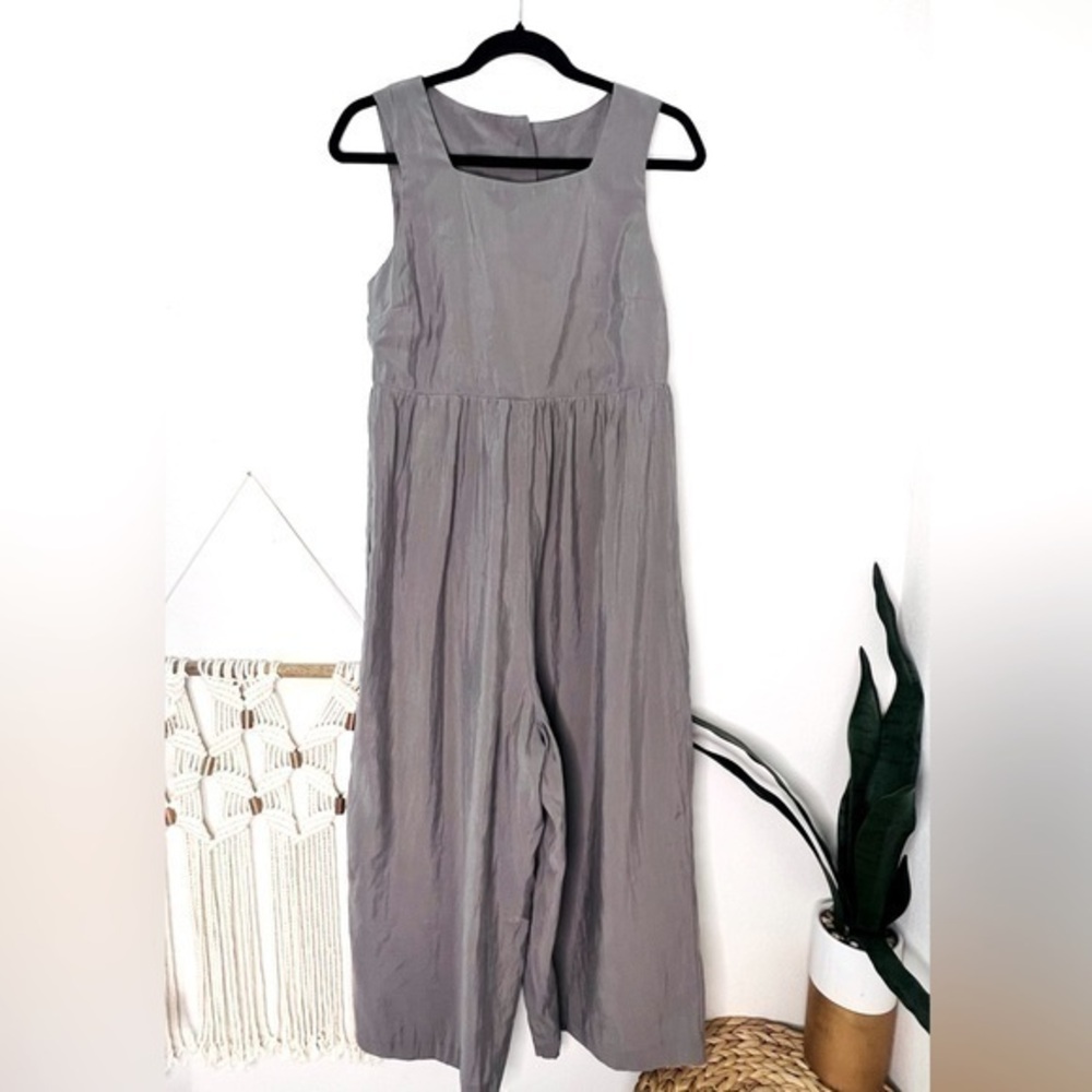 Asos pansuit Grey Keyhole Back Sleeveless Wideleg Jumpsuit